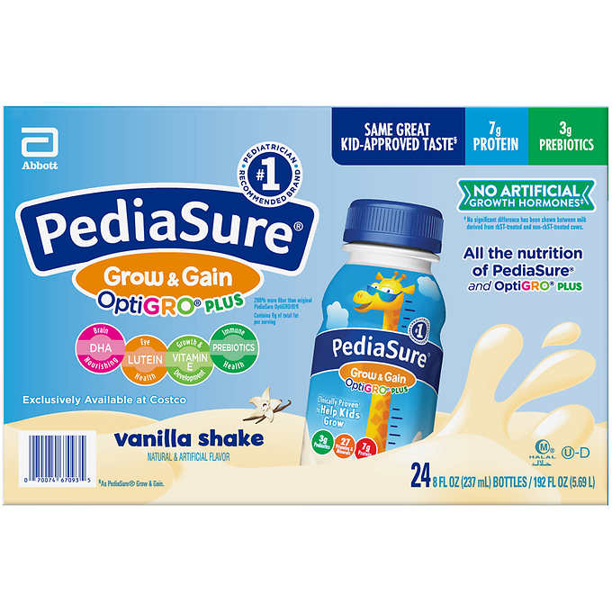 Thùng Sữa Pediasure Nước Grow &amp; Gain Optigro Vanila Shake mẫu mới 2020 Của Mỹ 24 chai x 237 ML