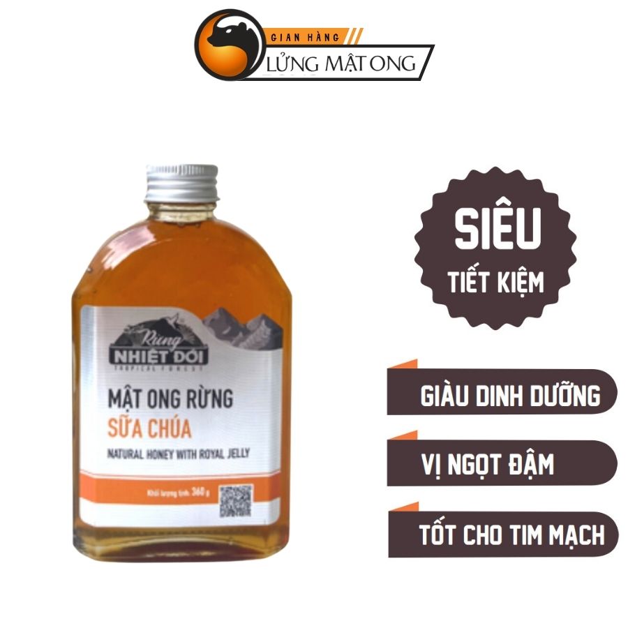 Mật ong rừng sữa chúa – Rừng Nhiệt Đới chai 360g có vị ngọt đậm thơm hương sữa ong chúa