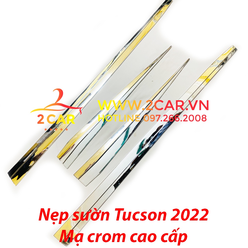Ốp nẹp sườn, nẹp hông xe Hyundai Tucson 2022 2023 chất liệu mạ crom cao cấp