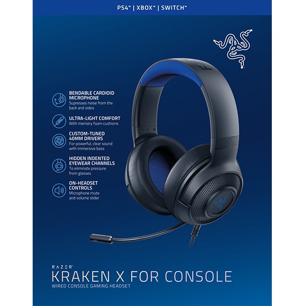 Tai nghe Razer Kraken X for Console – Multi-Platform Wired Gaming Headset RZ04-02890200-R3M1 - Hàng Chính Hãng