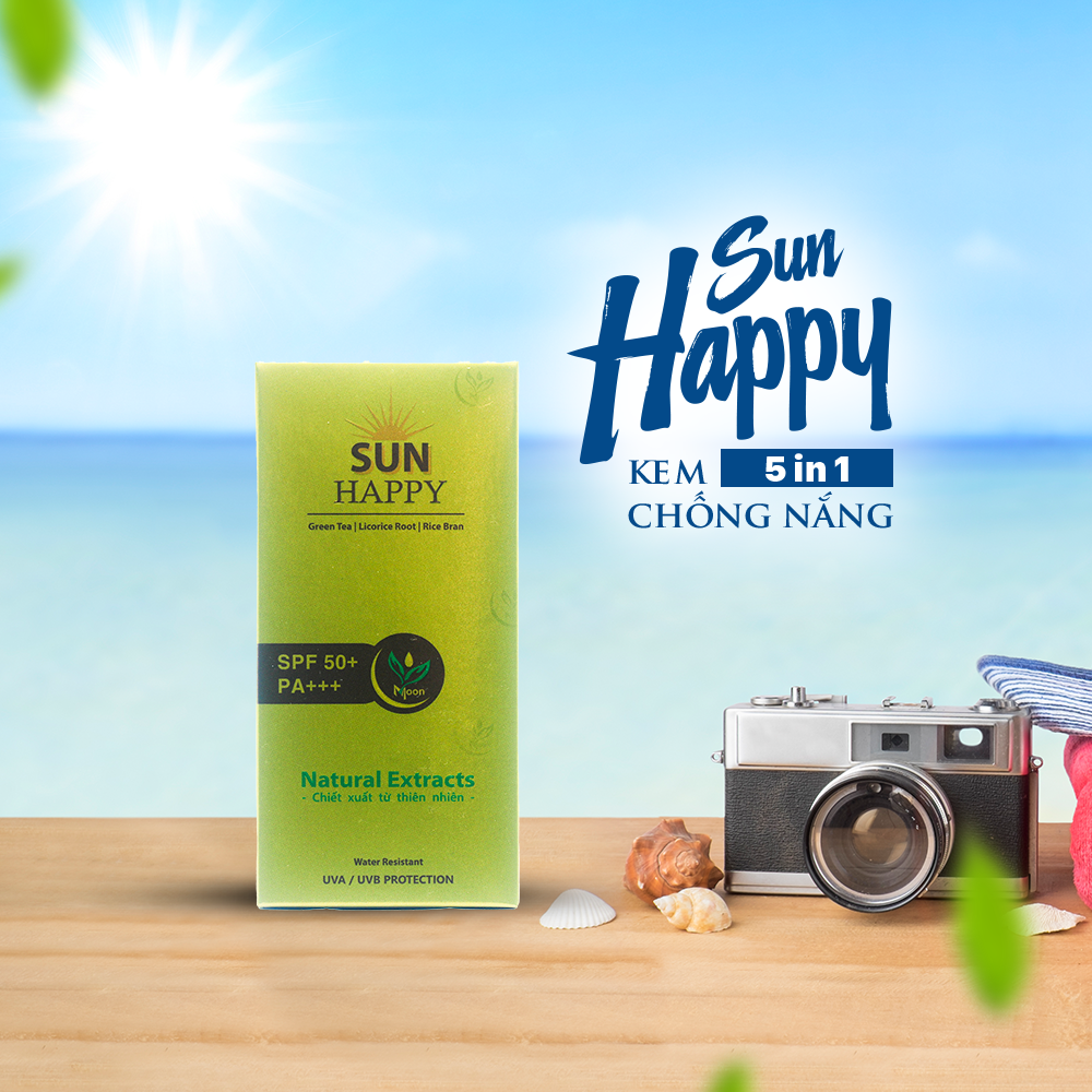 Kem chống nắng 5 in 1 Sun Happy Chiết Xuất Tự Nhiên