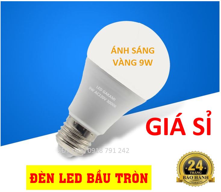 (Giá sỉ)Bóng đèn led 9w ánh sáng vàng siêu sáng, bóng đèn A70 ánh sáng vàng 3000K