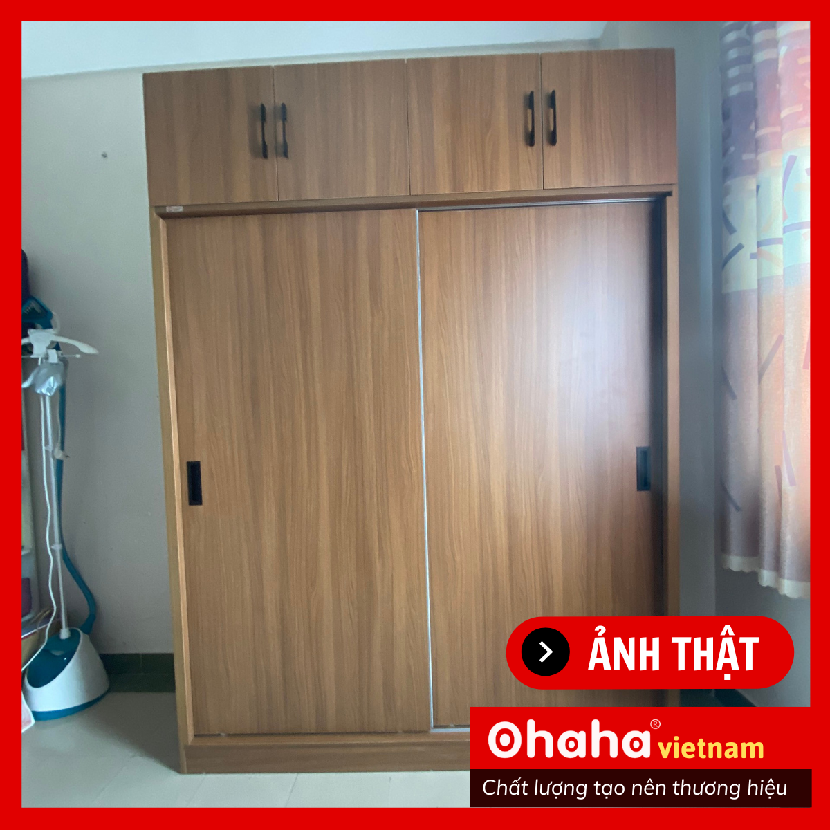 TỦ QUẦN ÁO GỖ CÔNG NGHIỆP 2 CÁNH LÙA OHAHA NÂU WALNUT - CL001