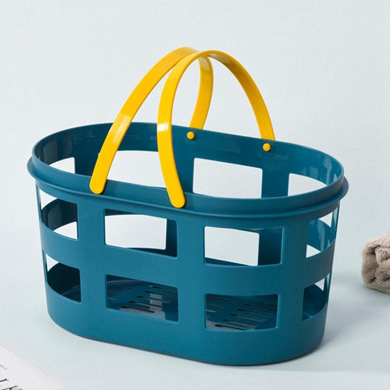 Drain Bath Basket Plastic Hand Basket Bathroom Bath Basket Storage Basket Bath Basket Bath Storage Basket Light Blue