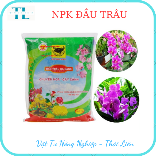 Phân bón Đầu Trâu đa năng NPK 17-12-7 chuyên hoa cây cảnh chồi lá khỏe ra hoa nhiều 1kg
