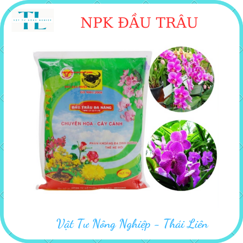 Phân bón Đầu Trâu đa năng NPK 17-12-7 chuyên hoa cây cảnh chồi lá khỏe ra hoa nhiều (hàng cao cấp)1kg