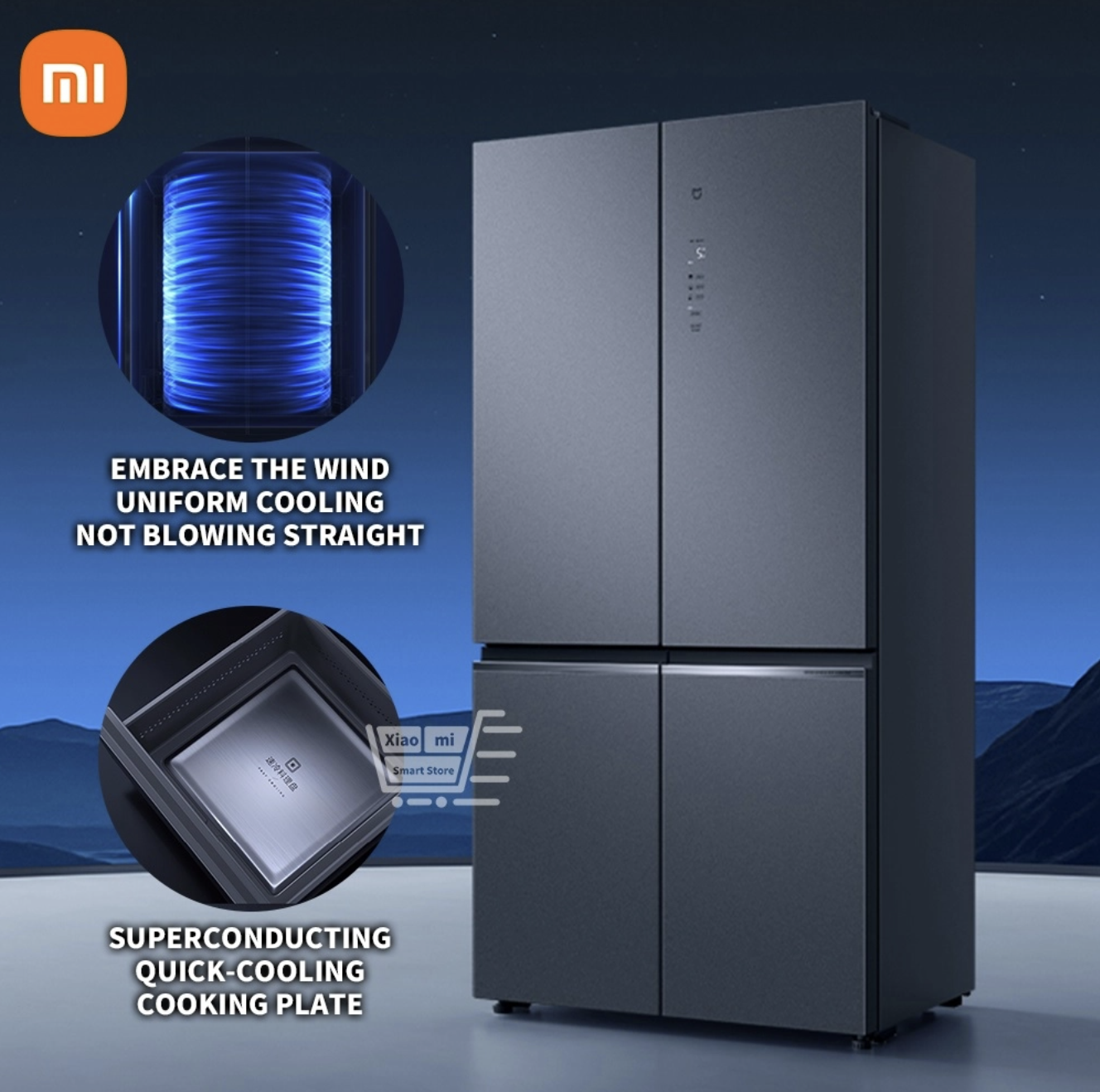 [Chỉ Giao Bên Ngoài Quá Cồng Kềnh ] Tủ Lạnh 4 Cánh Xiaomi Mijia 550L Siêu Tiết Kiệm Điện – Làm Lạnh 3 Chiều, Có Ngăn Đồng Mềm, Kết Nối App Mihome - Hàng Nhập Khẩu