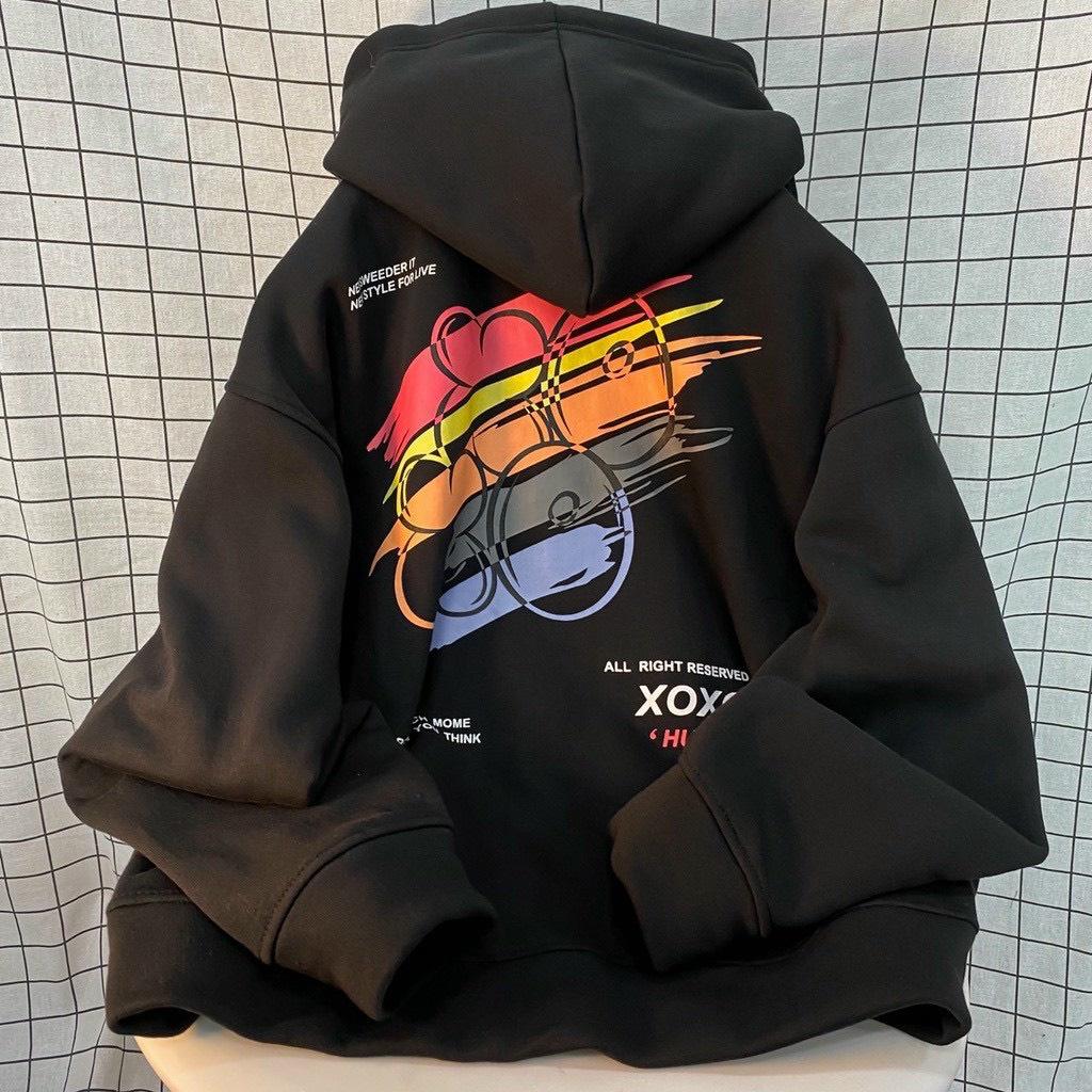 Áo Hoodie nam nữ zip khoá kéo in chữ XOXO bảy màu phá cách duyên dáng việt KTP214