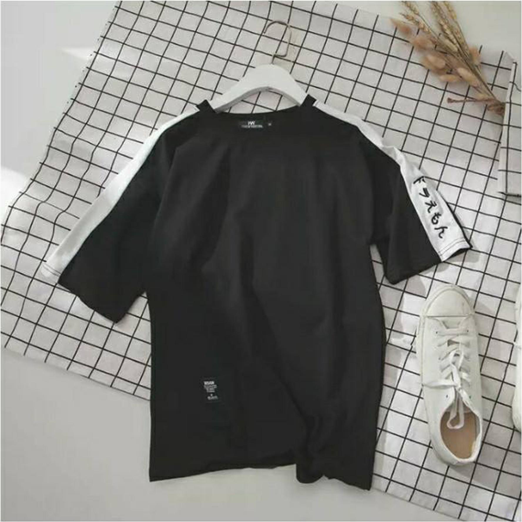 Áo thun tay lỡ cotton thoáng mát form rộng viền chữ nhật (unisex nam nữ đều mặc được)