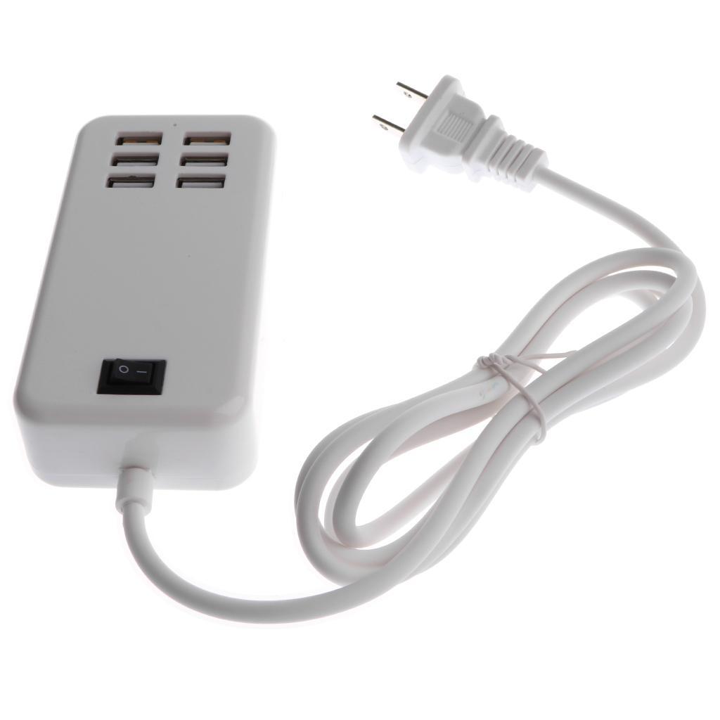 6-Port USB Desktop Charging Station Hub Wall Charger Power Adapter US White