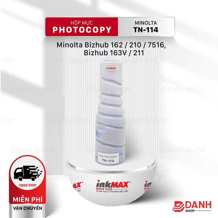 Hộp mực TN-114-inkMAX cho máy Photocopy Minolta Bizhub 162 / 210 / 7516, Bizhub 163v / 211 - Hàng chính hãng