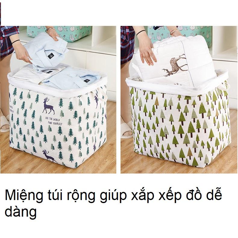 Túi đựng quần áo chăn màn siêu to sọt vải đựng đồ khung thép chắc chắn tiện lợi