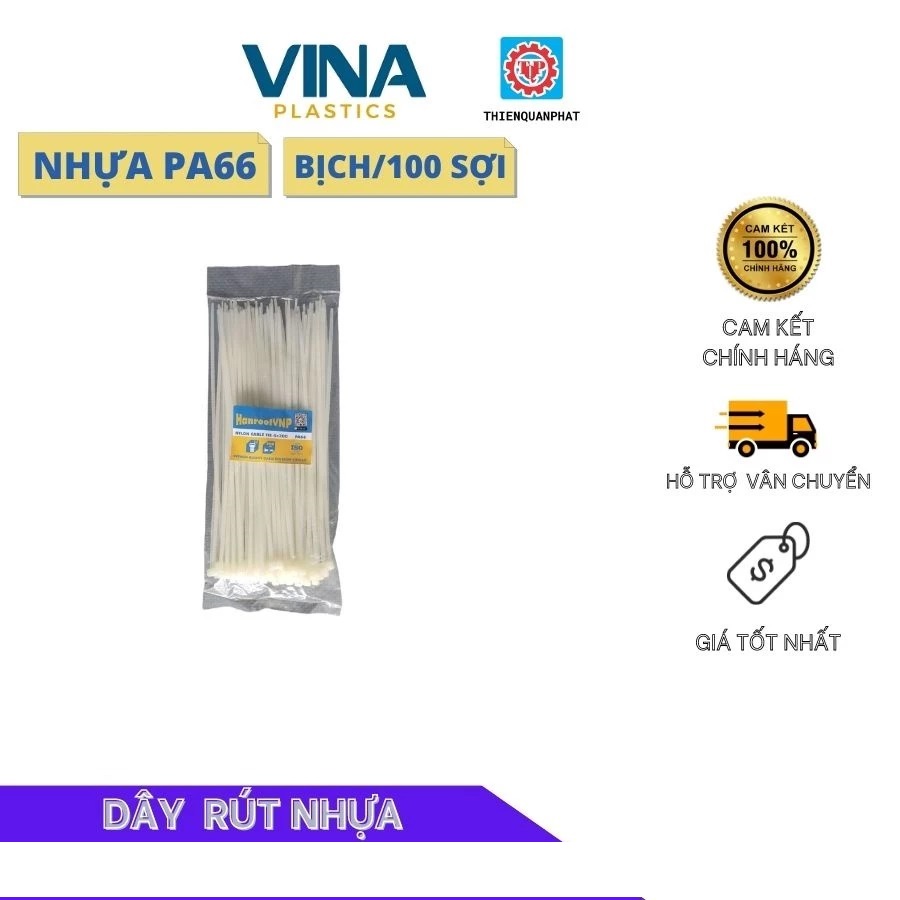 Bịch 100 sợi Dây rút nhựa nylon màu trắng loại tốt size dài 25cm rộng 3.3mm dẻo dai bền chắc dùng rút cột vật dụng - miếng lót chuột
