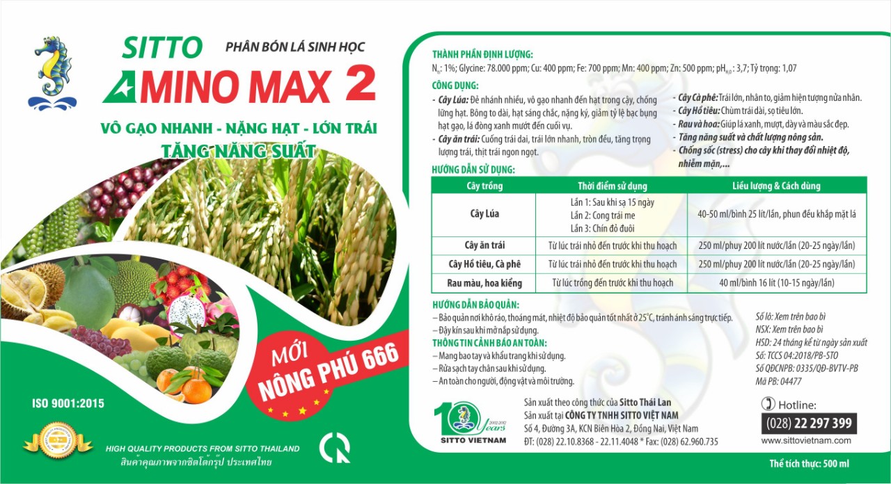 Nông Phú 666 vào gạo siêu nhanh, Amino Max 2 chai 500ml