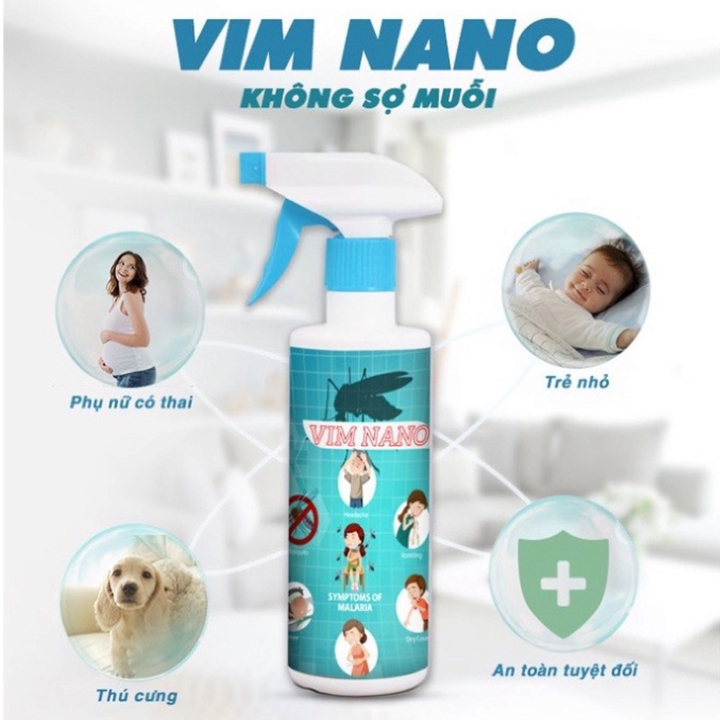 Chai Xịt Đuổi Muỗi, Côn Trùng Vim Nano 500ml Mùi Hương Dễ Chịu Xuất Xứ Thảo Mộc - Xua Đuổi Muỗi, Gián, Côn Trùng