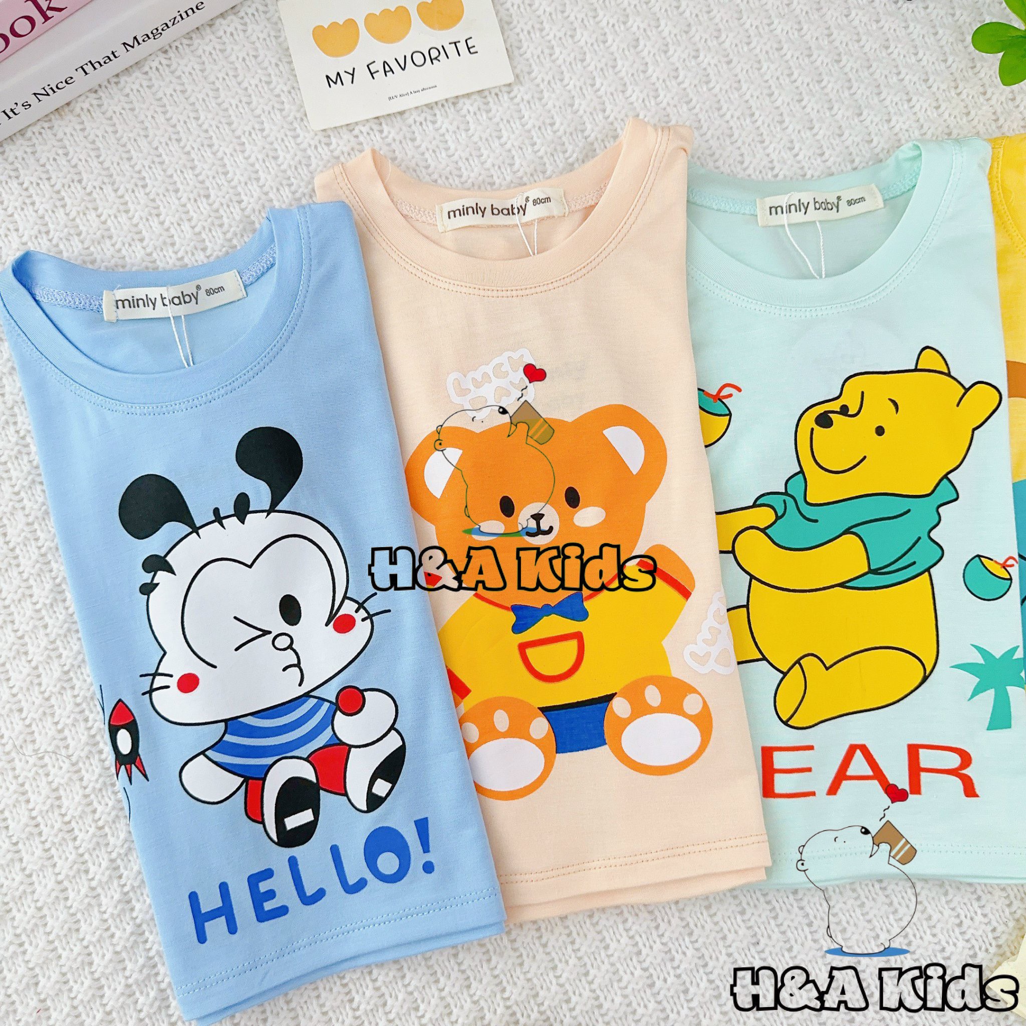 Bộ thun cộc tay phối áo- quần siu xinh cho bé trai và gái