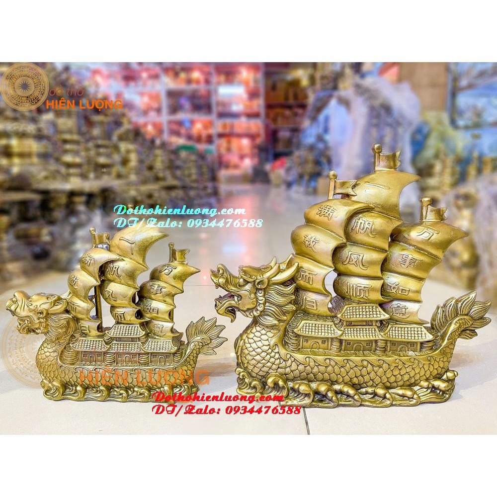 Thuyền Đầu Rồng - Thuận Buồm Xuôi Gió Màu Vàng Bằng Đồng Thau Nguyên Chất Phong Thủy Các Cỡ