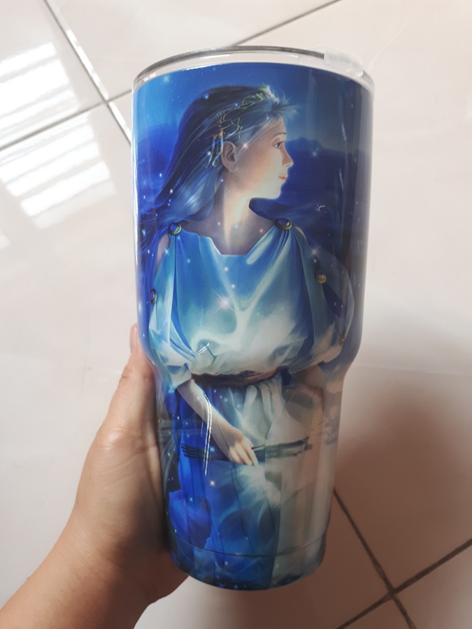 Ly giữ nhiệt 900ml gồm túi và ống hút inox