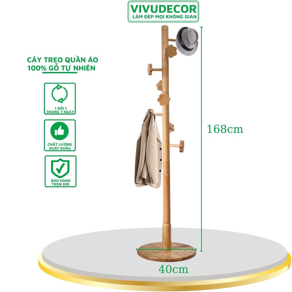 Cây treo quần áo VIVUDECOR CT15 100% gỗ tự nhiên 8 nhánh