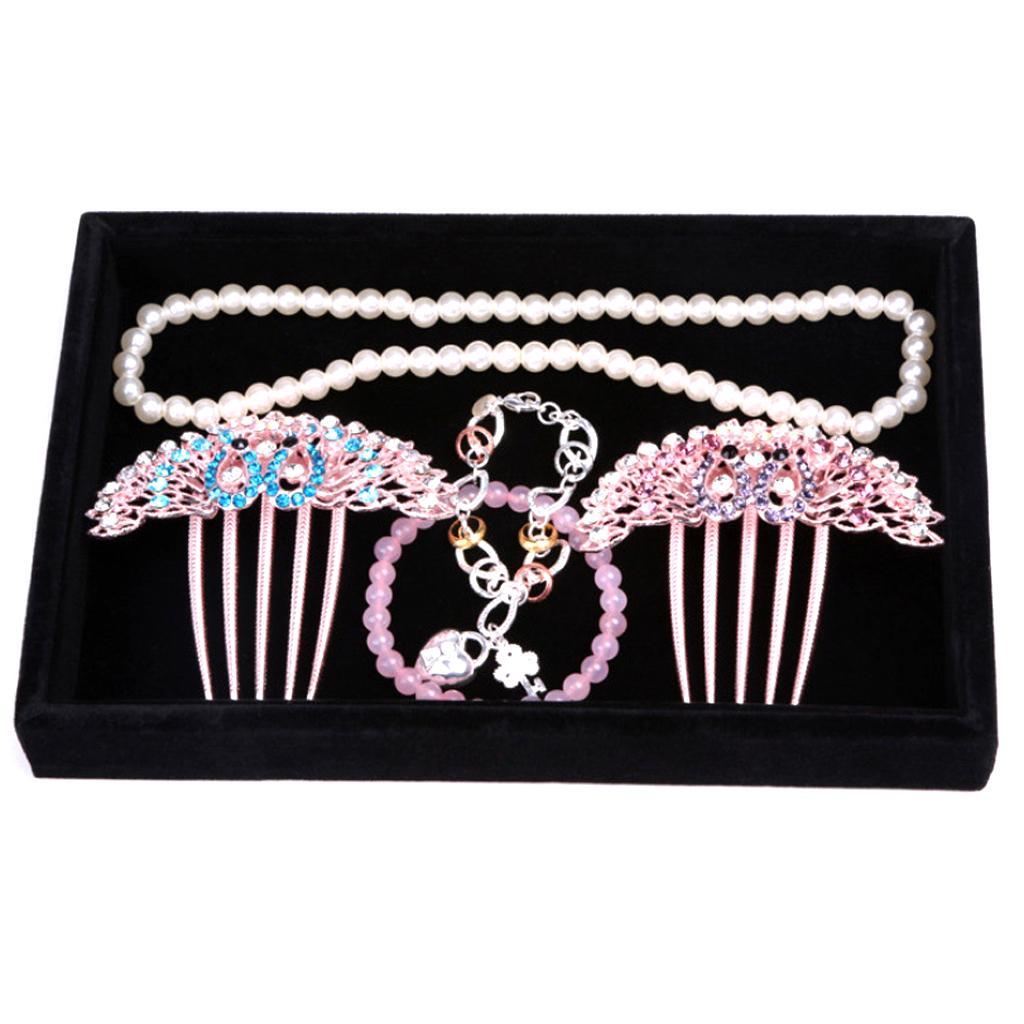 2 Pcs Velvet Necklace Bracelet Earring Anklet Jewelry Display Tray Case Organizer for Jewelry Store Home Use