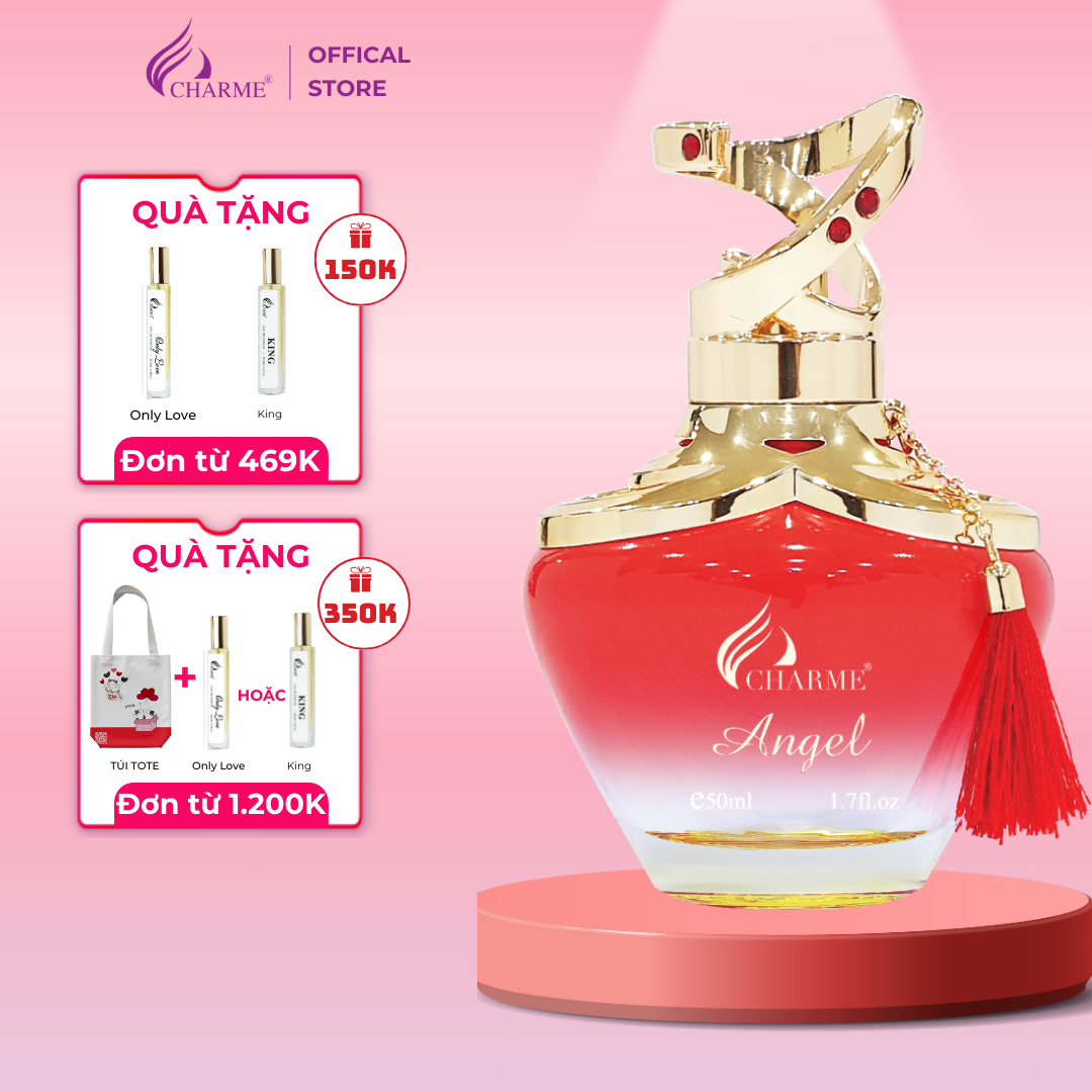 Nước hoa nữ thơm lâu, Charme Angel, hương phấn, quyến rũ, cho chàng thêm say mê, không thể chối từ, 50ml