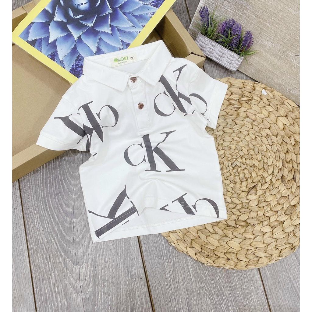 Áo thun cổ trụ cho bé trai phối đồ phong cách mặc tết đẹp size 8-35kg chất thun cotton 4 chiều mịn đẹp