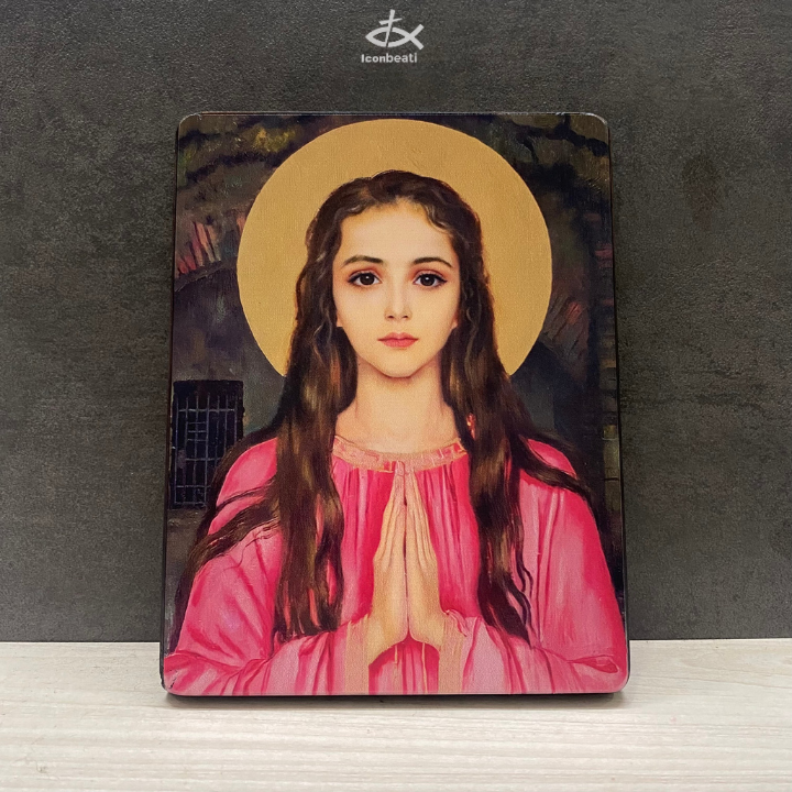 Tranh Gỗ Thánh Maria Goretti - Tranh Gỗ Làm Quà Tặng Bổn Mạng Để Bàn Hoặc Treo Tường