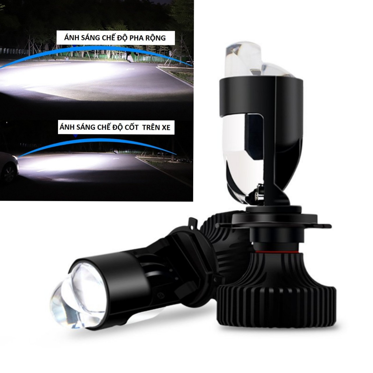 Đèn pha LED xe máy ô tô bi cầu Y9S 65W bản cải tiến có trợ pha LAZE siêu sáng lắp các xe hàng víp xem video, đồ chơi xe máy
