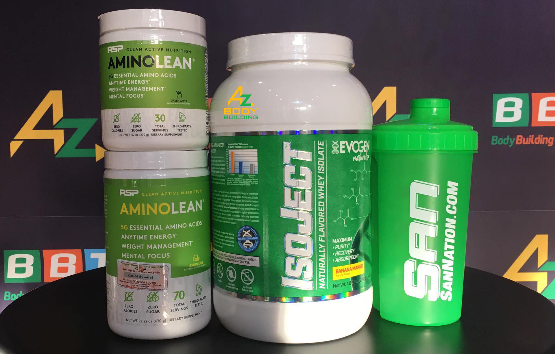 Thực phẩm bổ sung hỗ trợ tăng cơ giảm mỡ AminoLean của RSP - Năng lượng Gym bùng nổ sự tỉnh táo sự tập trung và hỗ trợ giảm mỡ thừa - chính hãng BBT