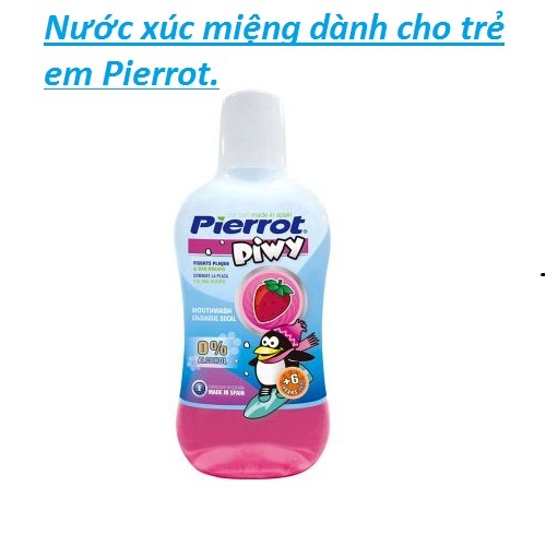 [ Tặng 1 hộp bông tăm ] Nước súc miệng hương dâu tây Pierrot dánh cho trẻ em 500ml