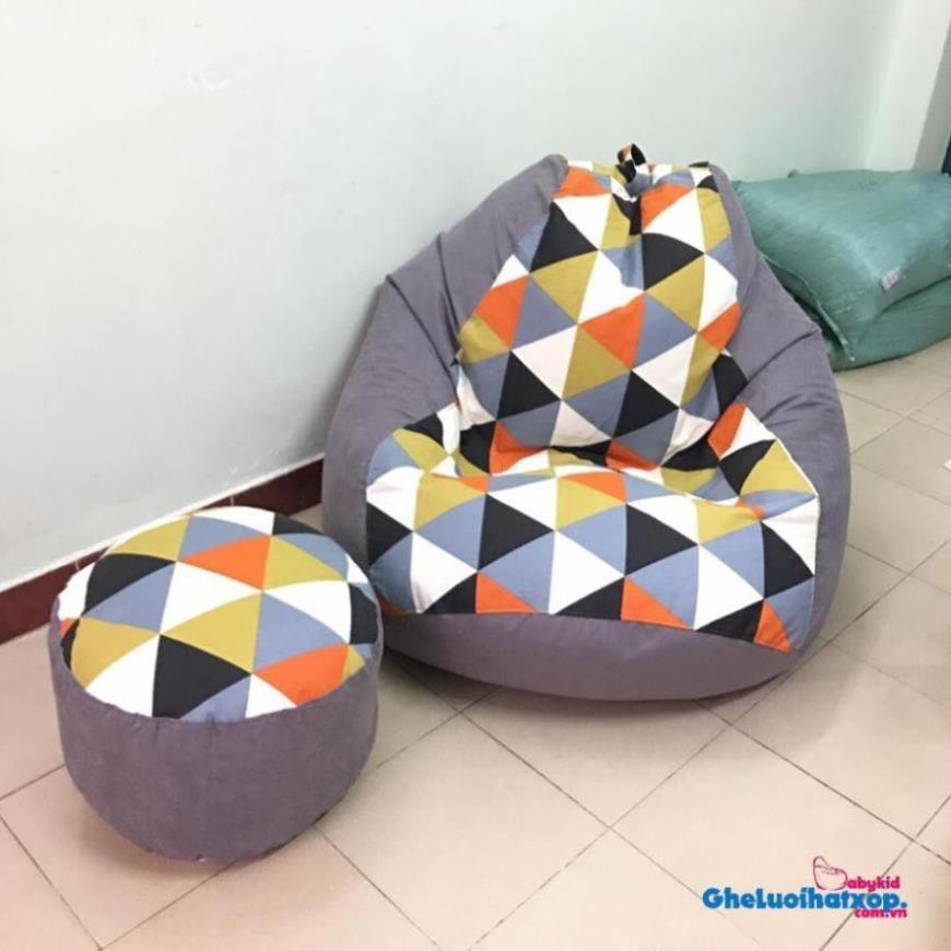 Đôn xốp kê chân họa tiết Babykid, 2 cỡ, thô canvas phối da lộn nhiều màu