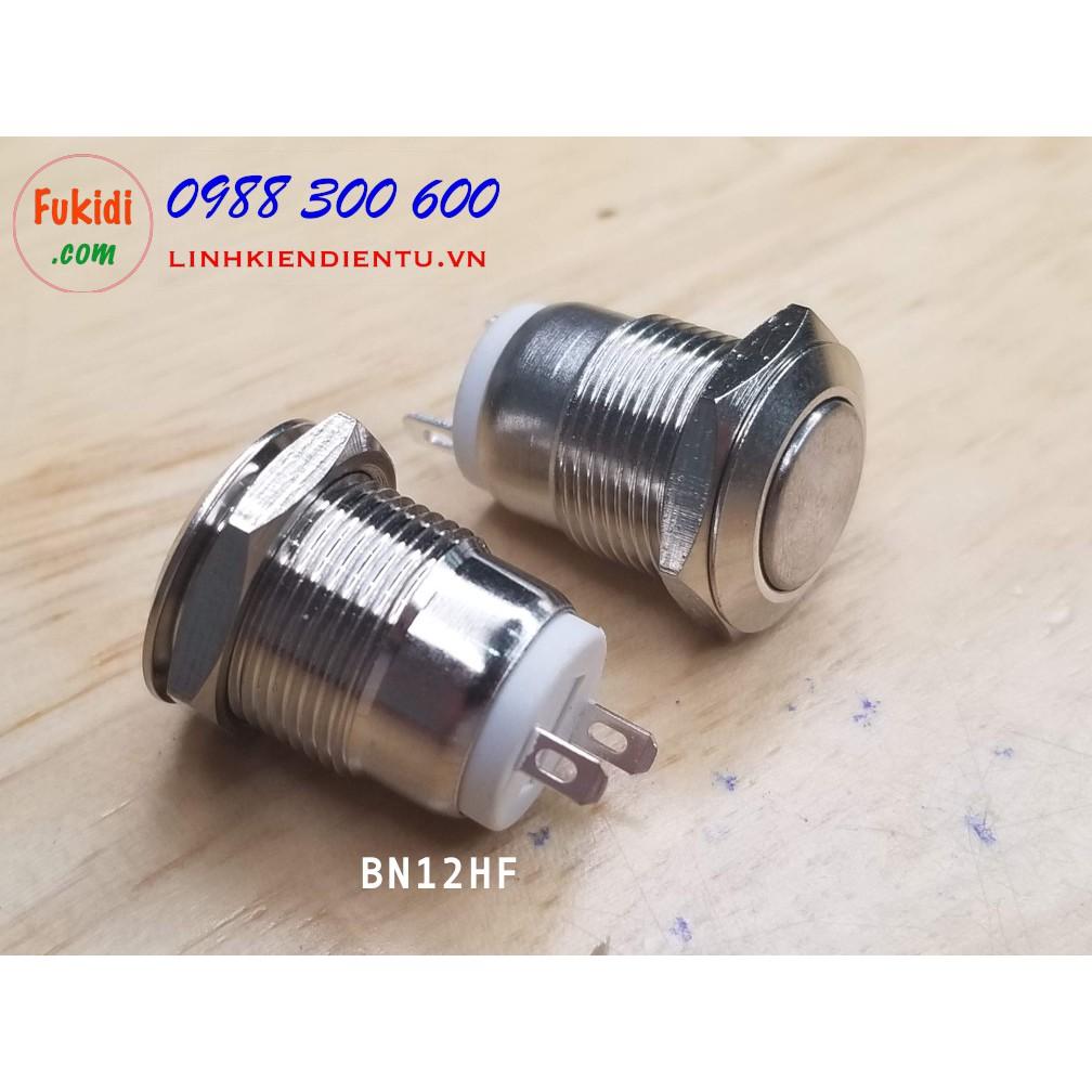 Nút nhấn vỏ kim loại, phi 12mm, chống thấm nước