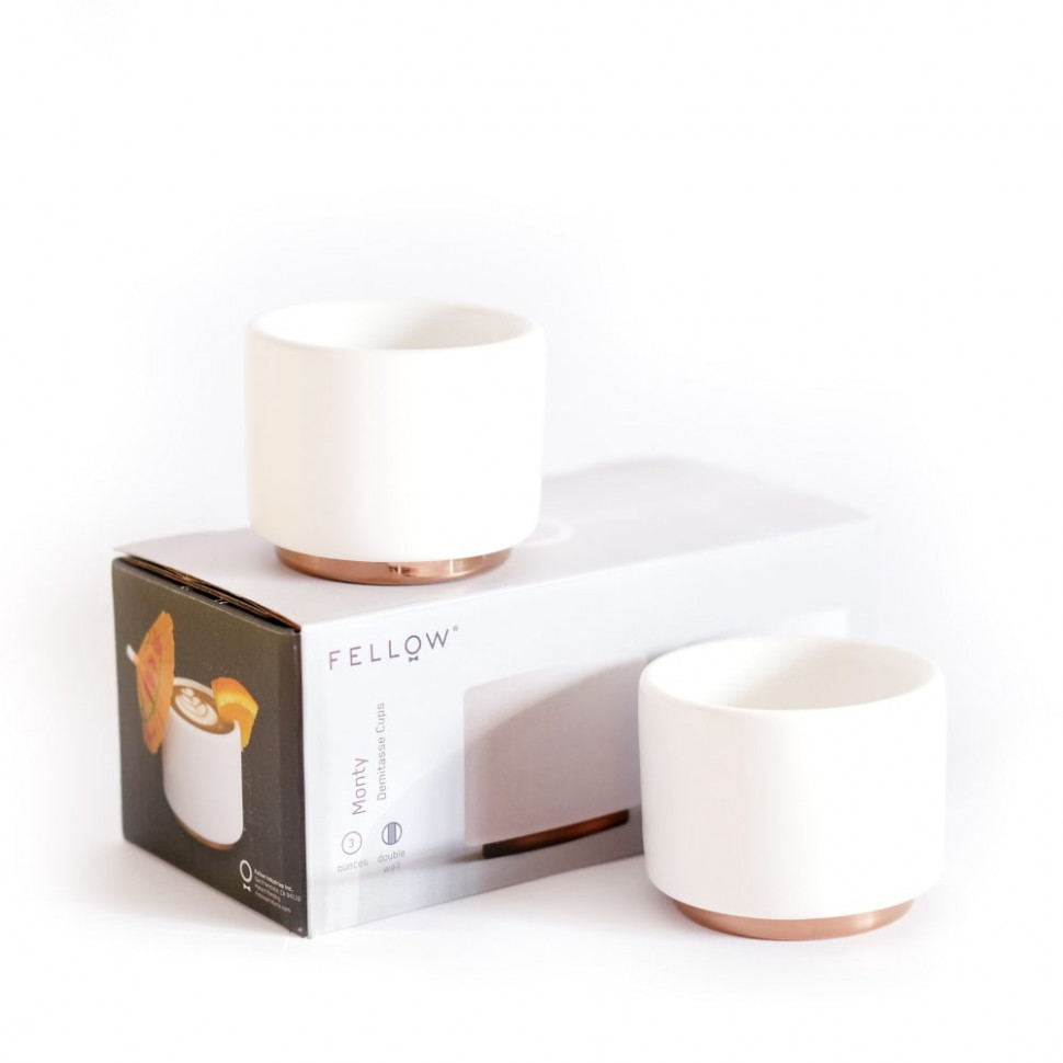 Ly sứ 2 lớp Fellow Monty Milk Art Cups - Espresso - 3oz - Màu trắng - Hộp 2 cái ( set of 2 ) - [ Hàng Chính Hãng ]