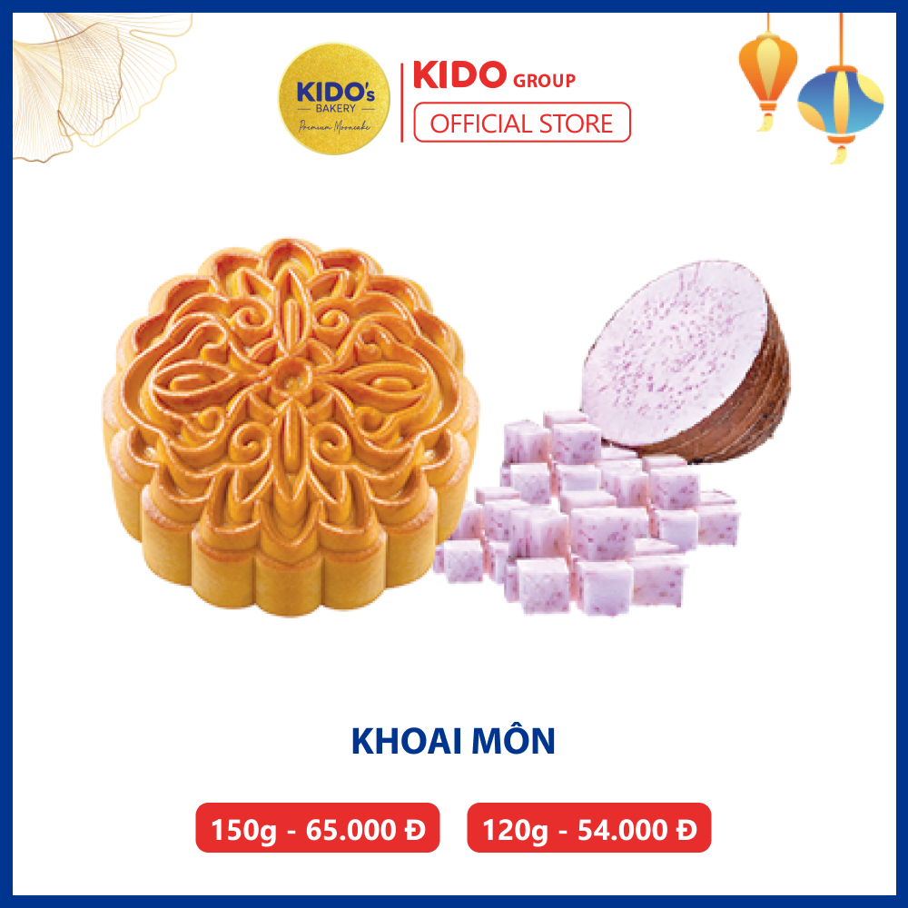 Bánh Trung Thu KIDO Vị Khoai Môn 1 trứng - 0 trứng (Tặng kèm hộp cao cấp đơn 2 bánh, 4 bánh)