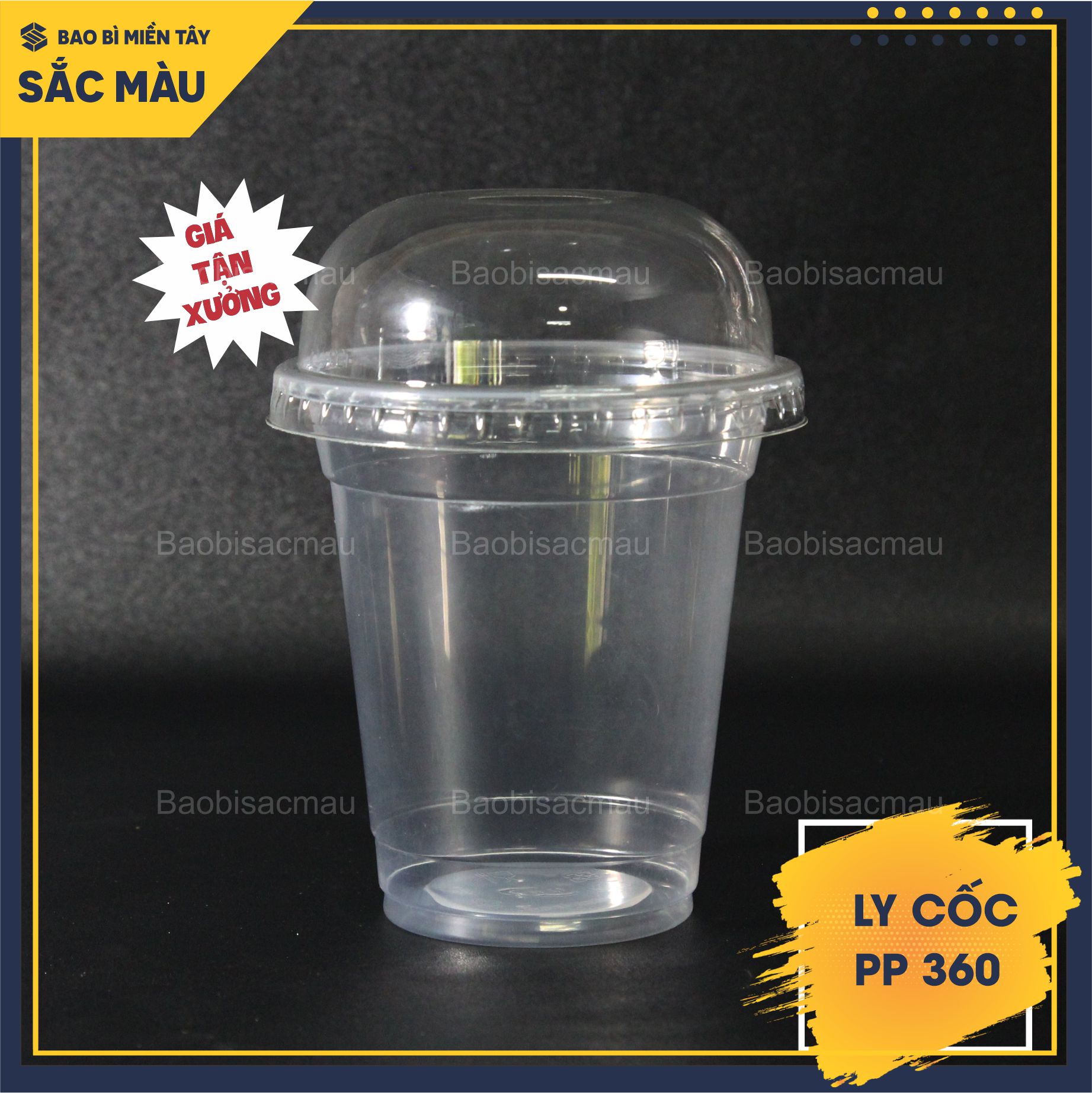 Sỉ 50 cốc nhựa/ ly nhựa PP 360ml kèm nắp