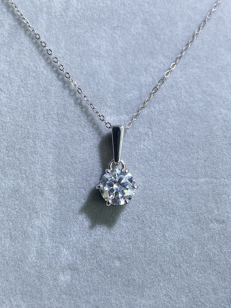Dây cổ Bạc 925 xi Kim viên chủ Kim Cương nhân tạo Moissanite hạt 1.0 carat  -  N10.9.2.8