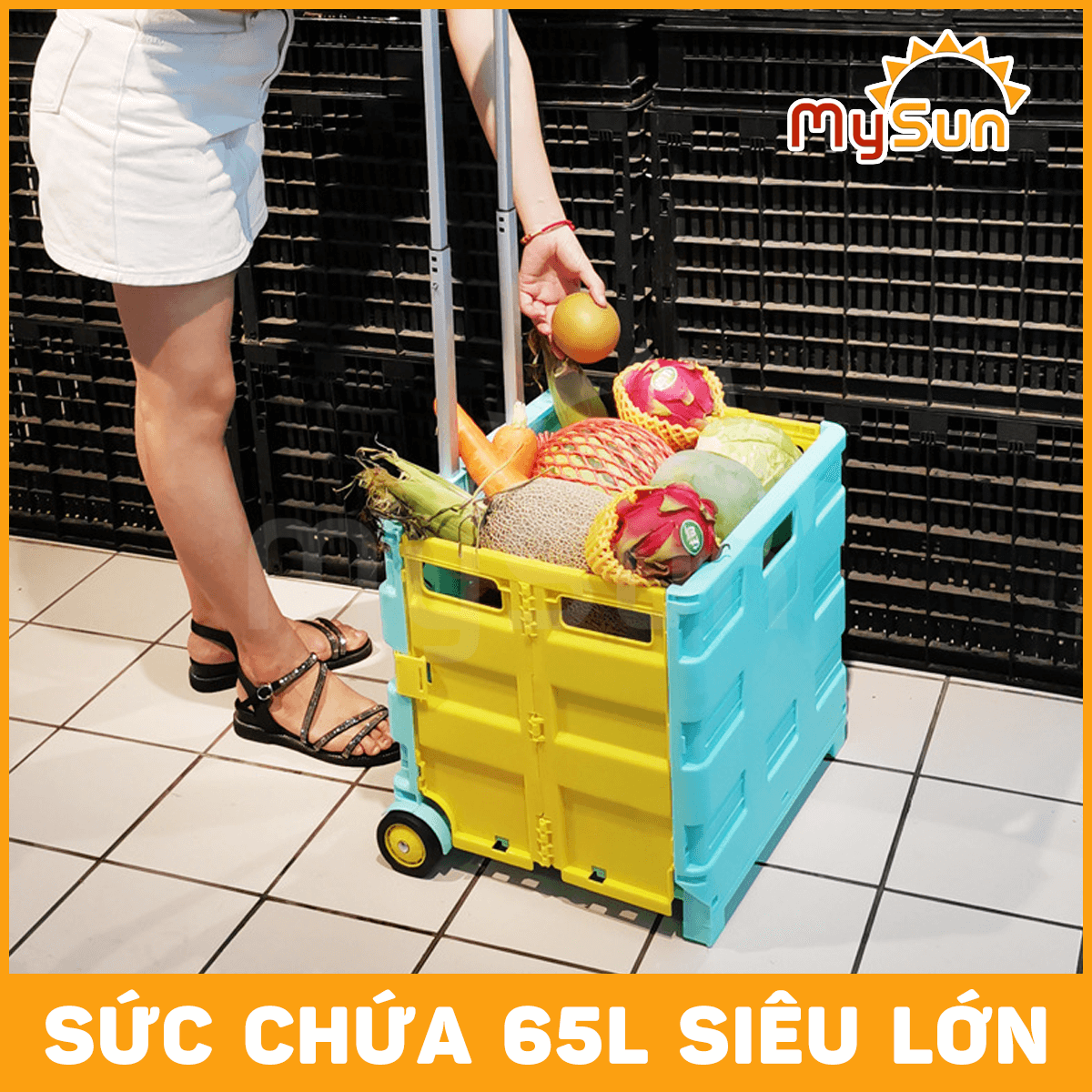 Xe đẩy kéo đi chợ dã ngoại du lịch gấp gọn cỡ lớn MySun