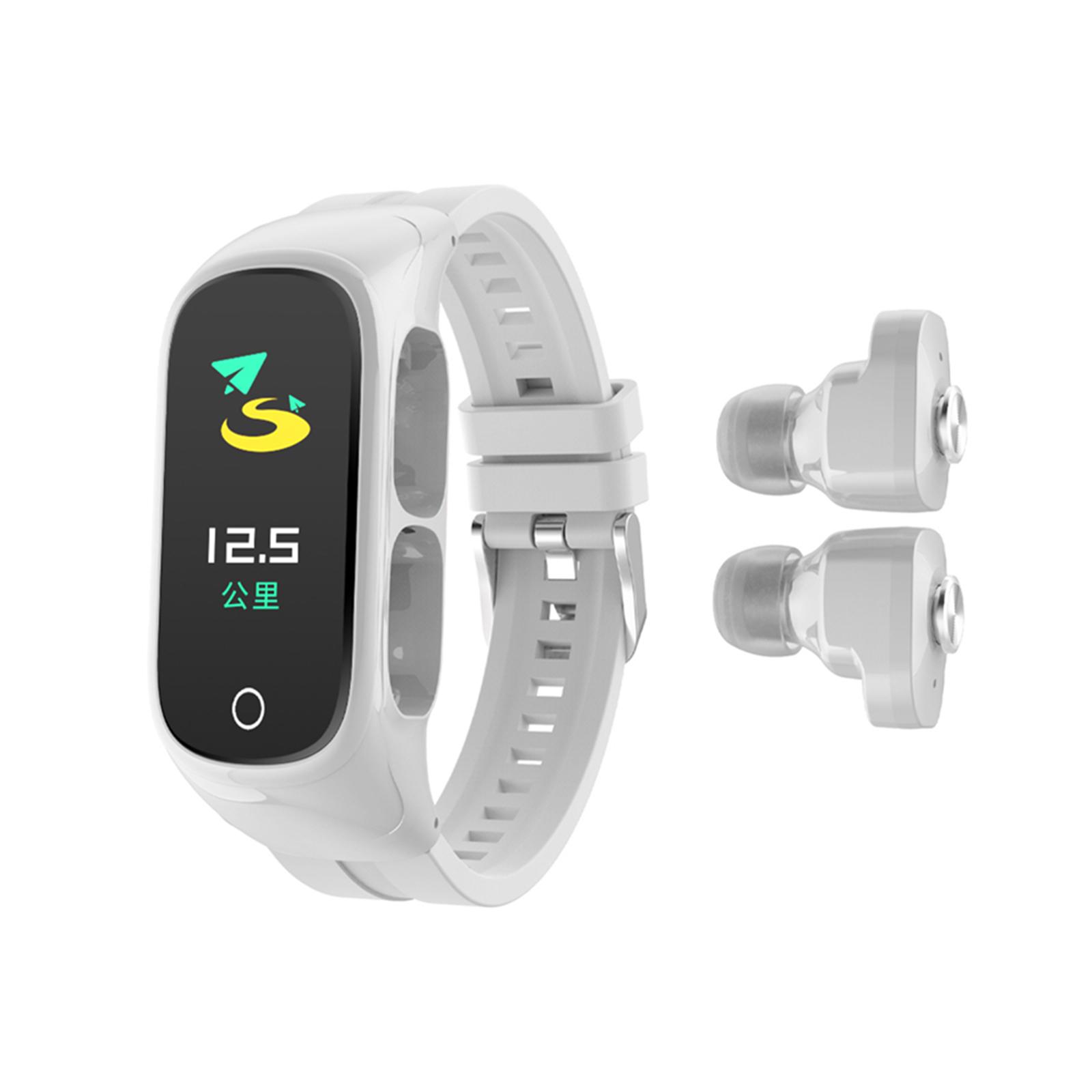Đồng hồ thông minh 2 trong 1 TWS Earbuds Fitness Tracker True Wireless BT5.0 Tai nghe Bộ đếm bước đi Bộ theo dõi hoạt động của bộ đếm calo - Màu trắng