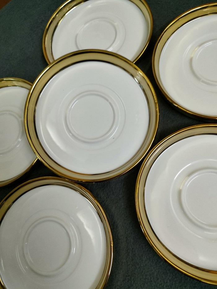 Set 6 đĩa sứ viền vàng cao cấp