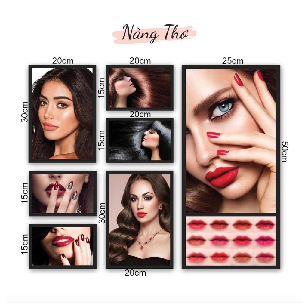 BỘ 7 TRANH CỨNG DECAL DÁN SALON TÓC, TIỆM NAILS & PHUN XĂM THẨM MỸ_THIẾT KẾ DECAL VIP