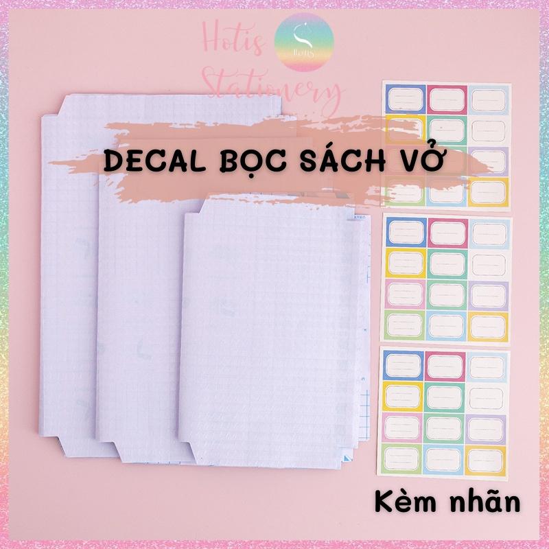 Set 5 tờ decal bọc sách vở trong suốt - Kèm 12 sticker nhãn vở