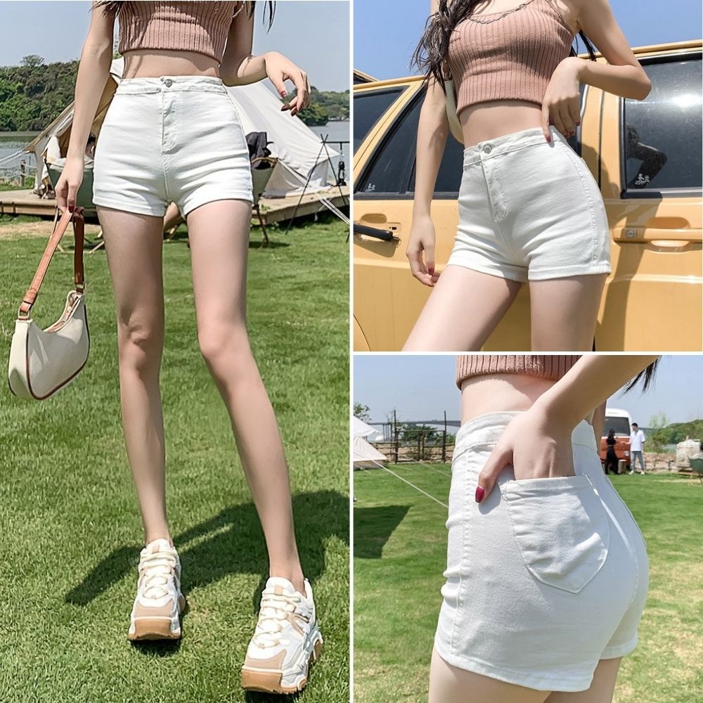 Quần jeans nữ, quần short jeans ngắn basic màu xanh đủ size S M L SKUQ-31