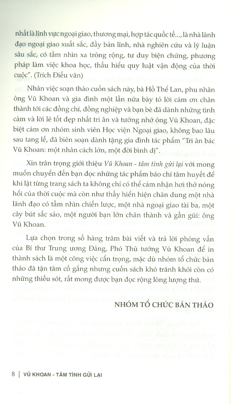 VŨ KHOAN TÂM TÌNH GỬI LẠI - Vũ Khoan - Liên Việt - NXB Hội Nhà Văn.