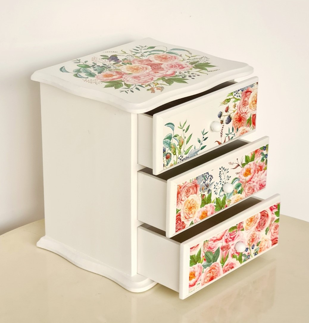 Hộp Nữ Trang Gỗ In Hoa Xinh Xắn Loại Lớn 23x21cm, Hộp Trang Sức Gỗ - Hàng VN Xuất Khẩu