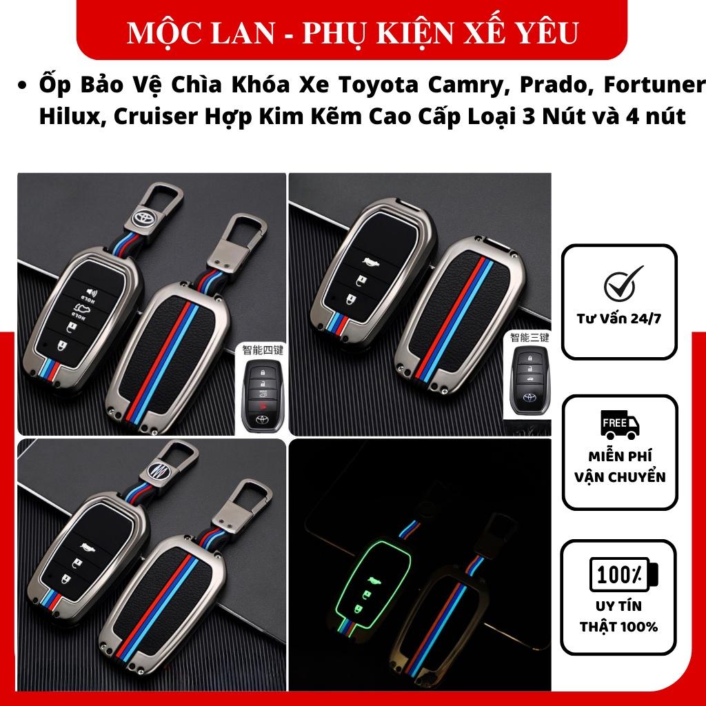 Ốp khóa kim loại phản quang- Toyota Camry, Prado, Fortuner, Hilux, Cruiser Hợp Kim Kẽm Cao Cấp Loại 3 và 4 nút