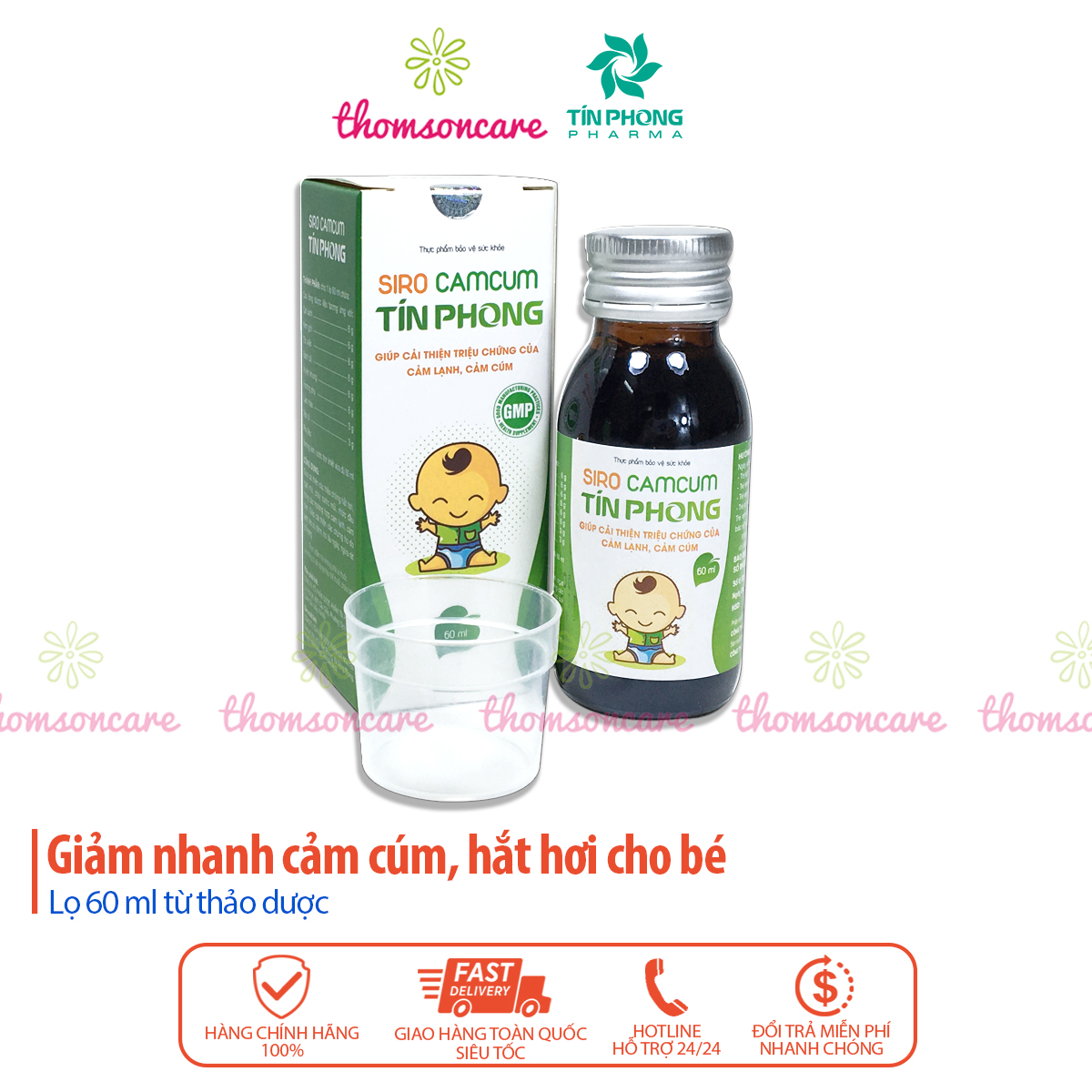 Siro cảm cúm Tín Phong cho bé - Giảm nhanh hắt hơi, sổ mũi, ho lâu ngày ở trẻ - Chiết xuất từ thảo dược