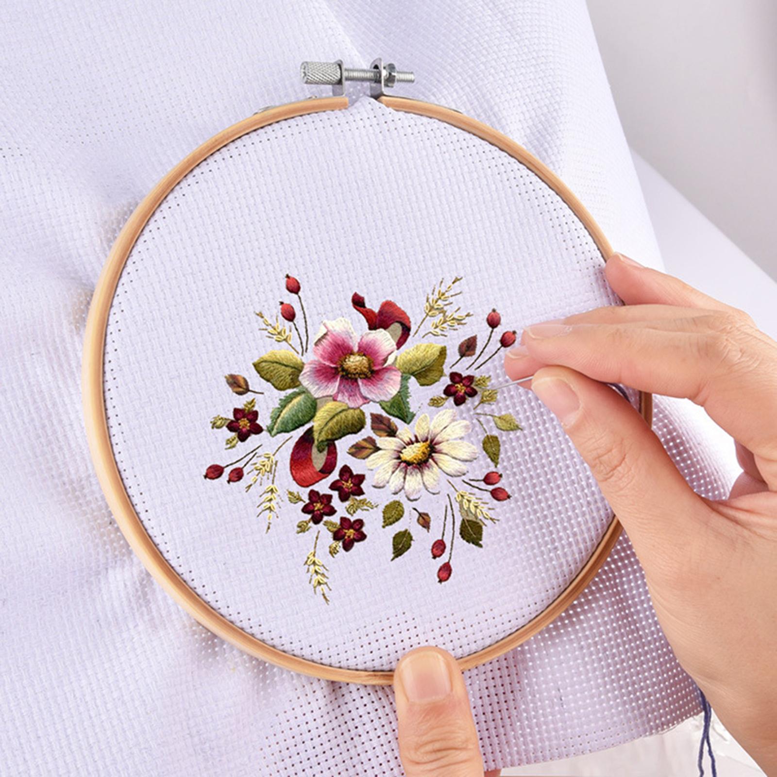 Embroidery Starter Kit Embroidery Hoop DIY Cross Stitch Sewing Kit for Adult