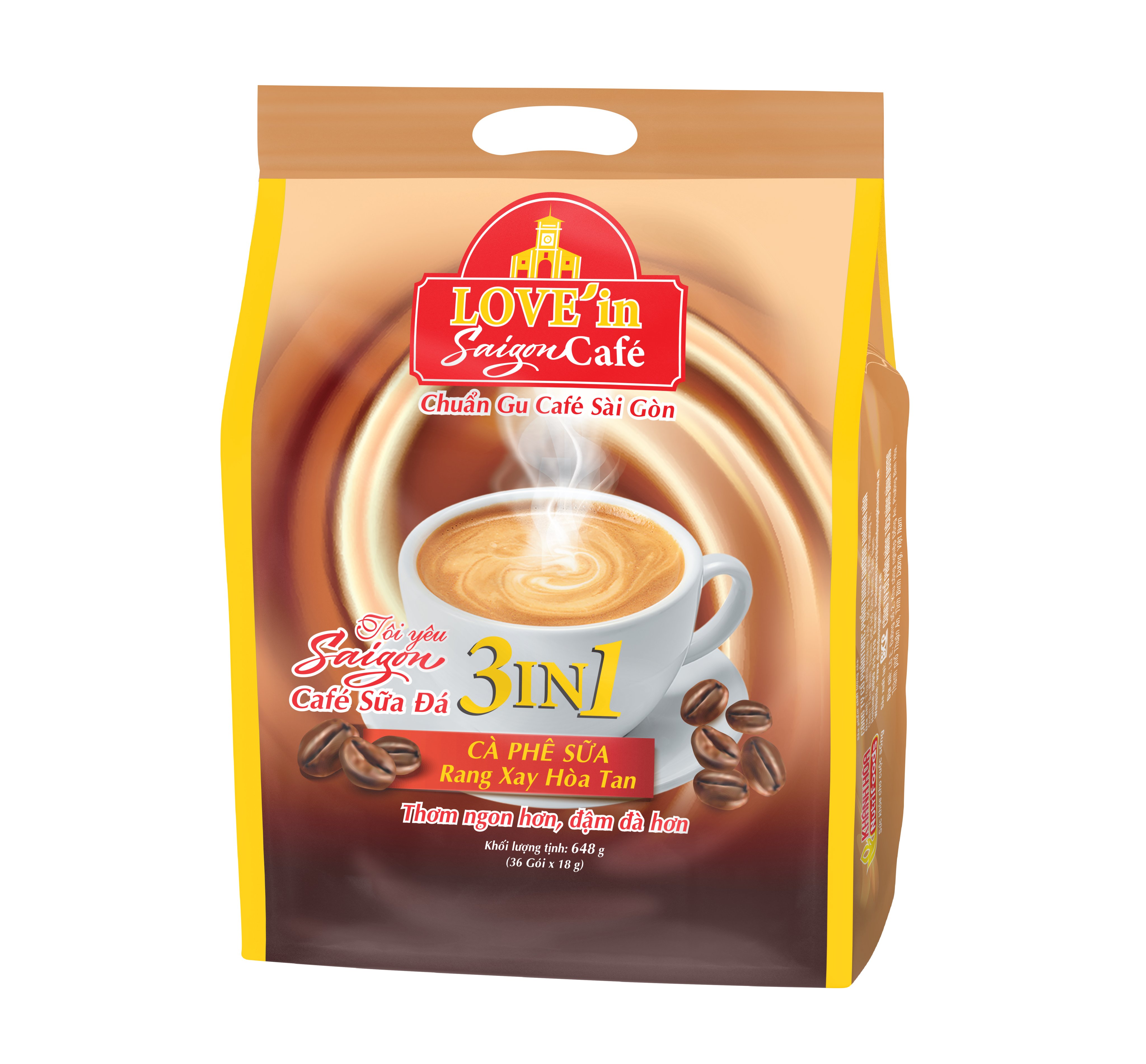 Cafe Sữa Rang Xay Hòa Tan 3IN1 LOVE’IN SAIGON CAFE - Khánh Hòa NutriFoods Thơm Ngon Hơn, Đậm Đà Hơn