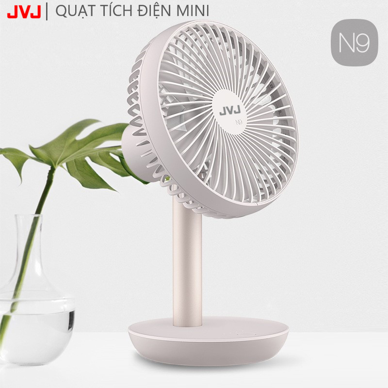 Quạt mát mini tích điện JVJ N9-FAN STAND để bàn 4 chế độ, tiếng êm - Hàng Chính Hãng