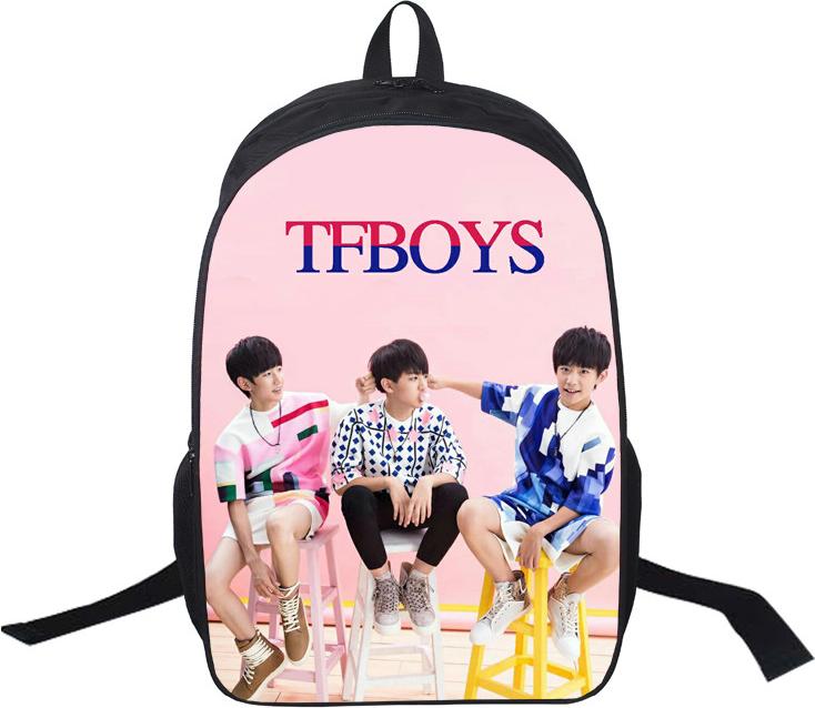 Balo in hình TFBOYS mẫu hồng cặp sách đi học vải dù